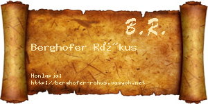 Berghofer Rókus névjegykártya